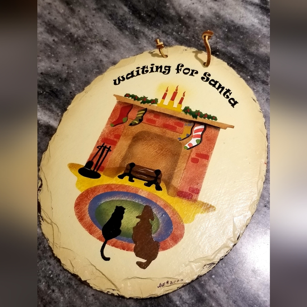 Waiting For Santa. Hand painted Slate
